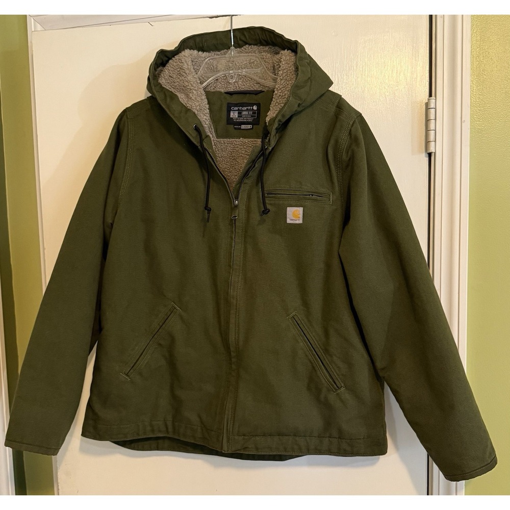 Carhartt Women's Sherpa Lined Hooded Loose Fit Jacket Black Size L 0J4392-W LNC